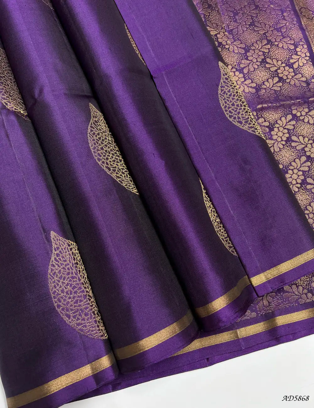 Purple - Soft Silk Saree Front View