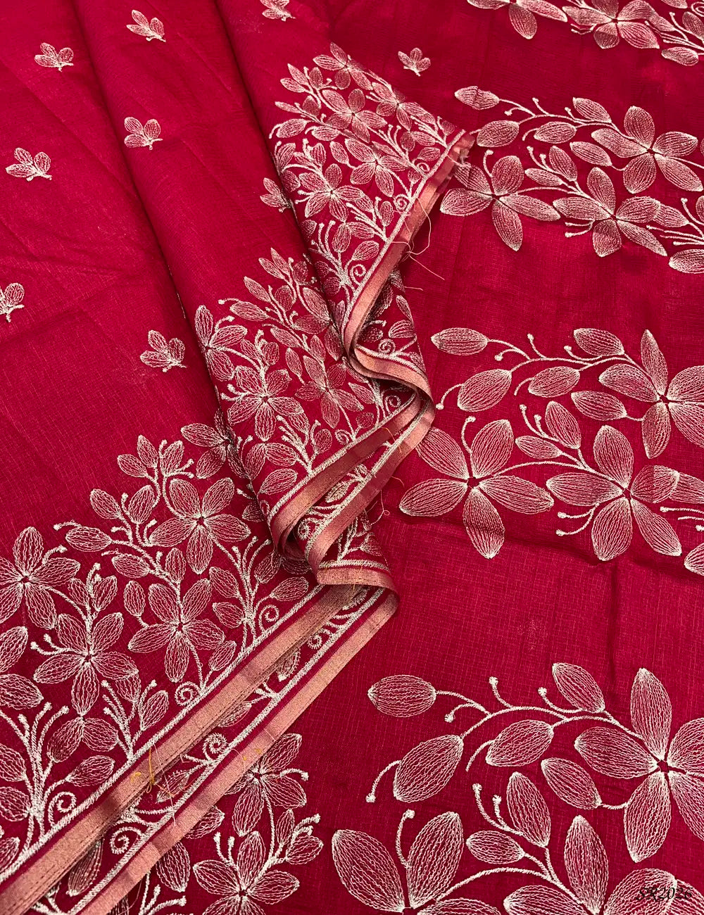 Rani PInk - Kota With Embroidery Saree Pallu View