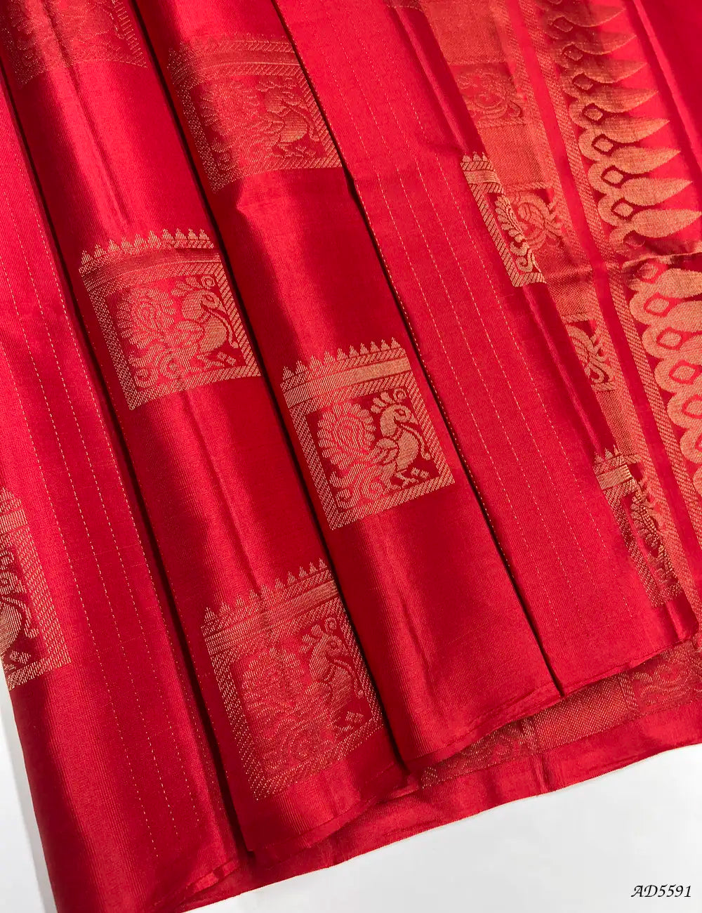 Red - Soft Silk Saree Front View