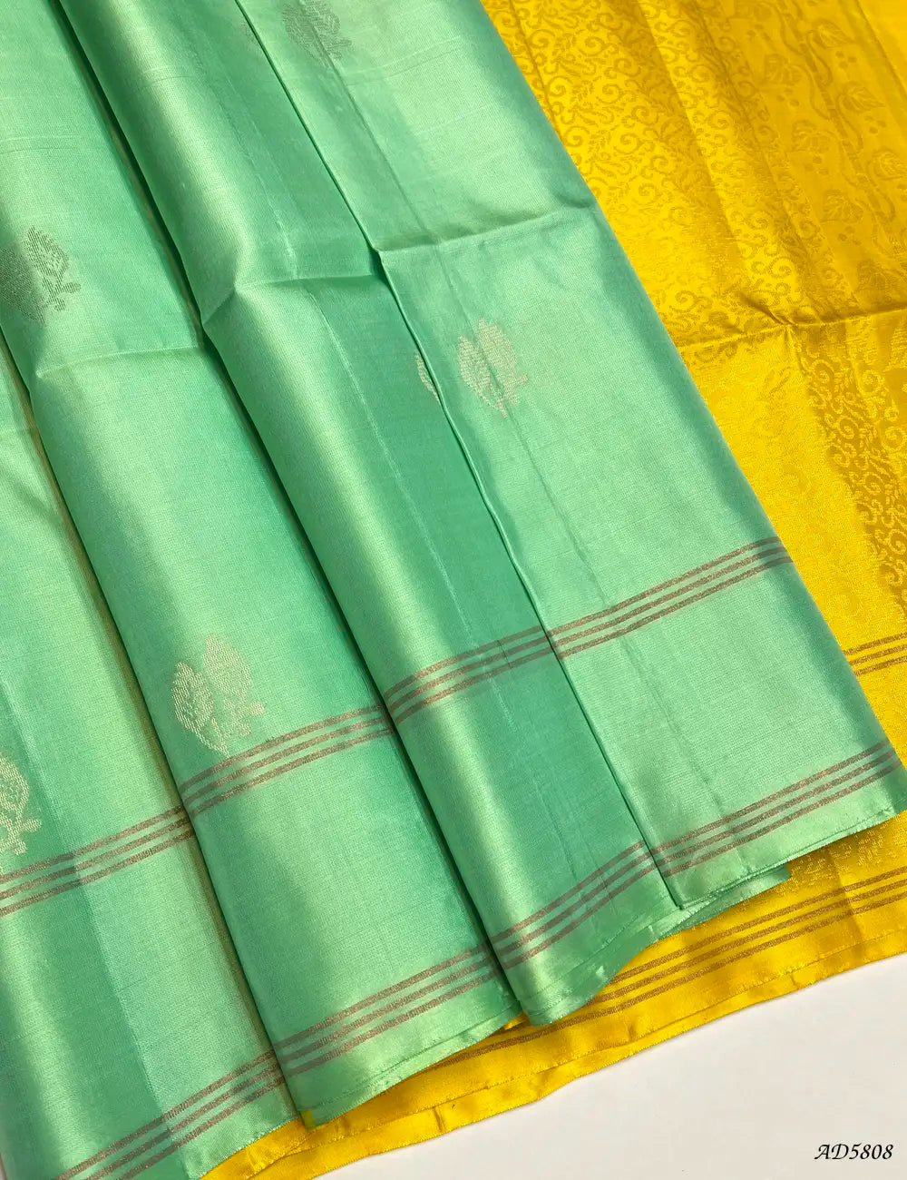 Rexona & Yellow - Soft Silk Saree Front View
