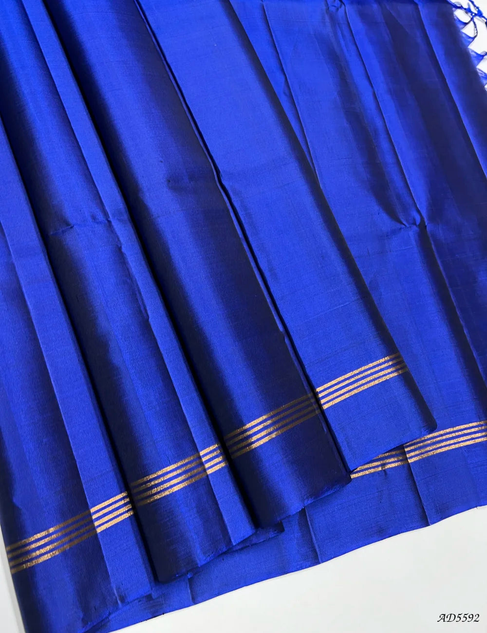 Royal Blue - Full Plain Soft Silk Saree Front View