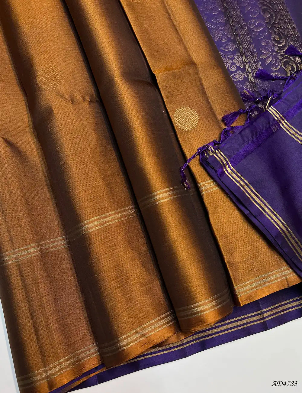 Saddle Brown & Purple - Soft Silk Saree Pallu View