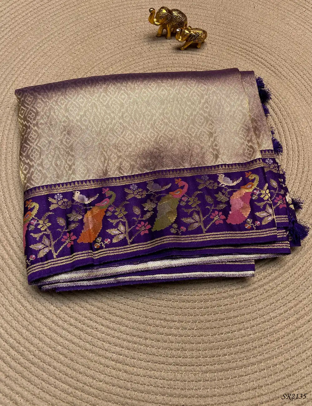Silver & Purple - Paithani Saree Front View