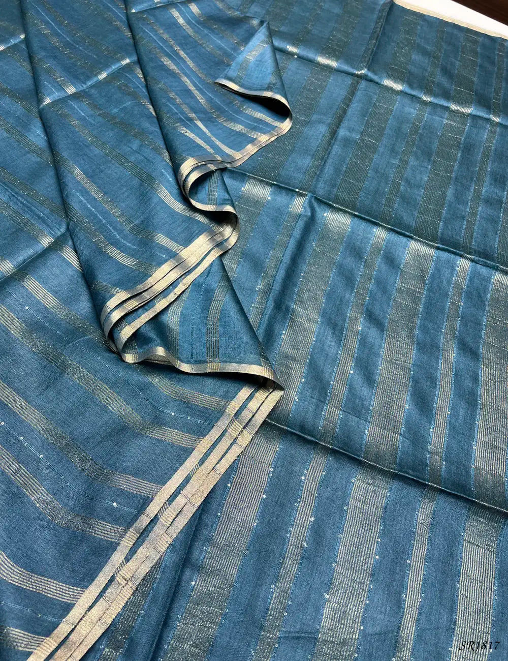 Teal - Moonga Silk Saree Front View