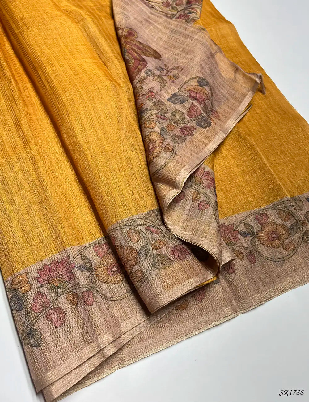 Yellow & Cream - Semi Tussar Sarees Pallu View