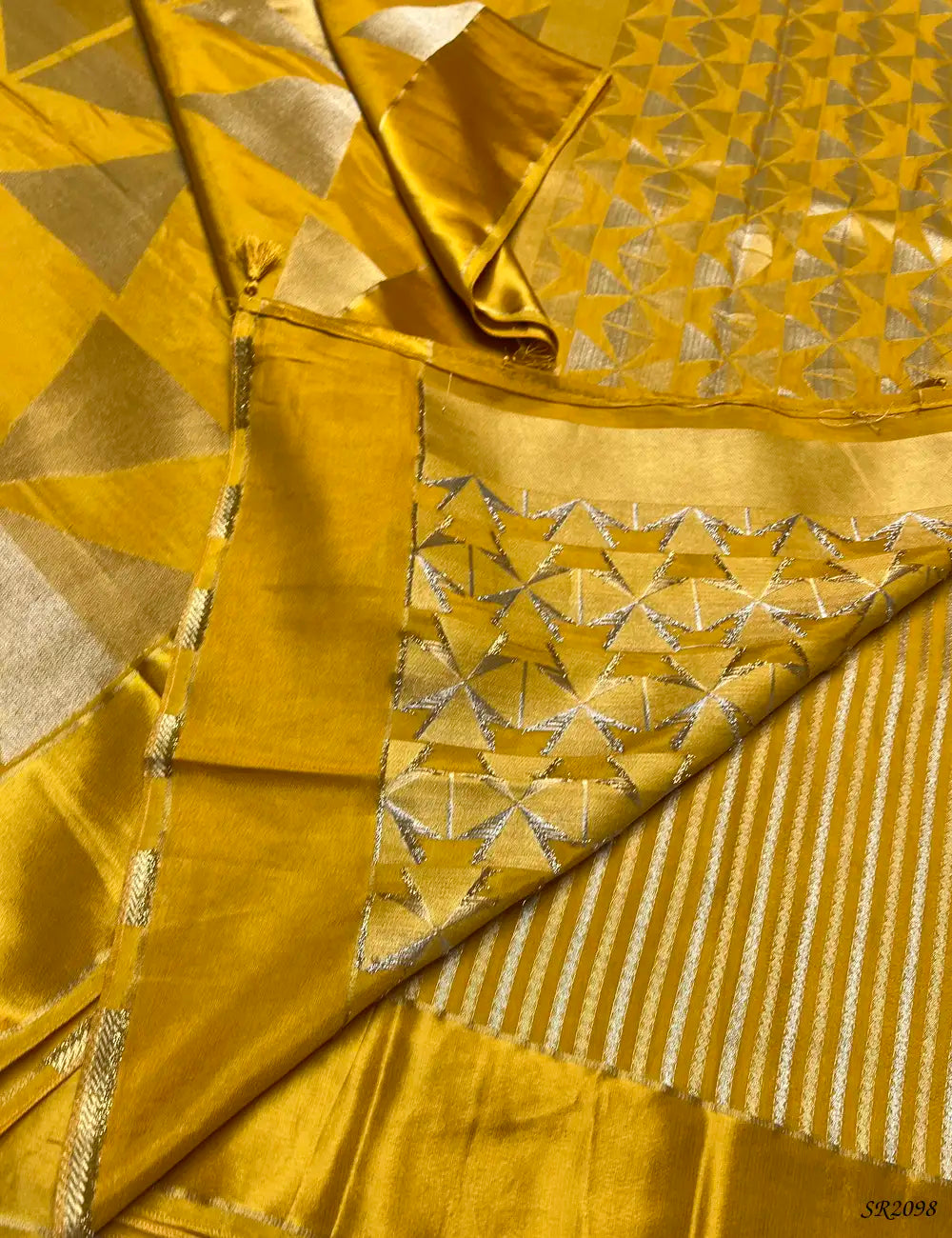 Yellow - Satin Silk Saree -