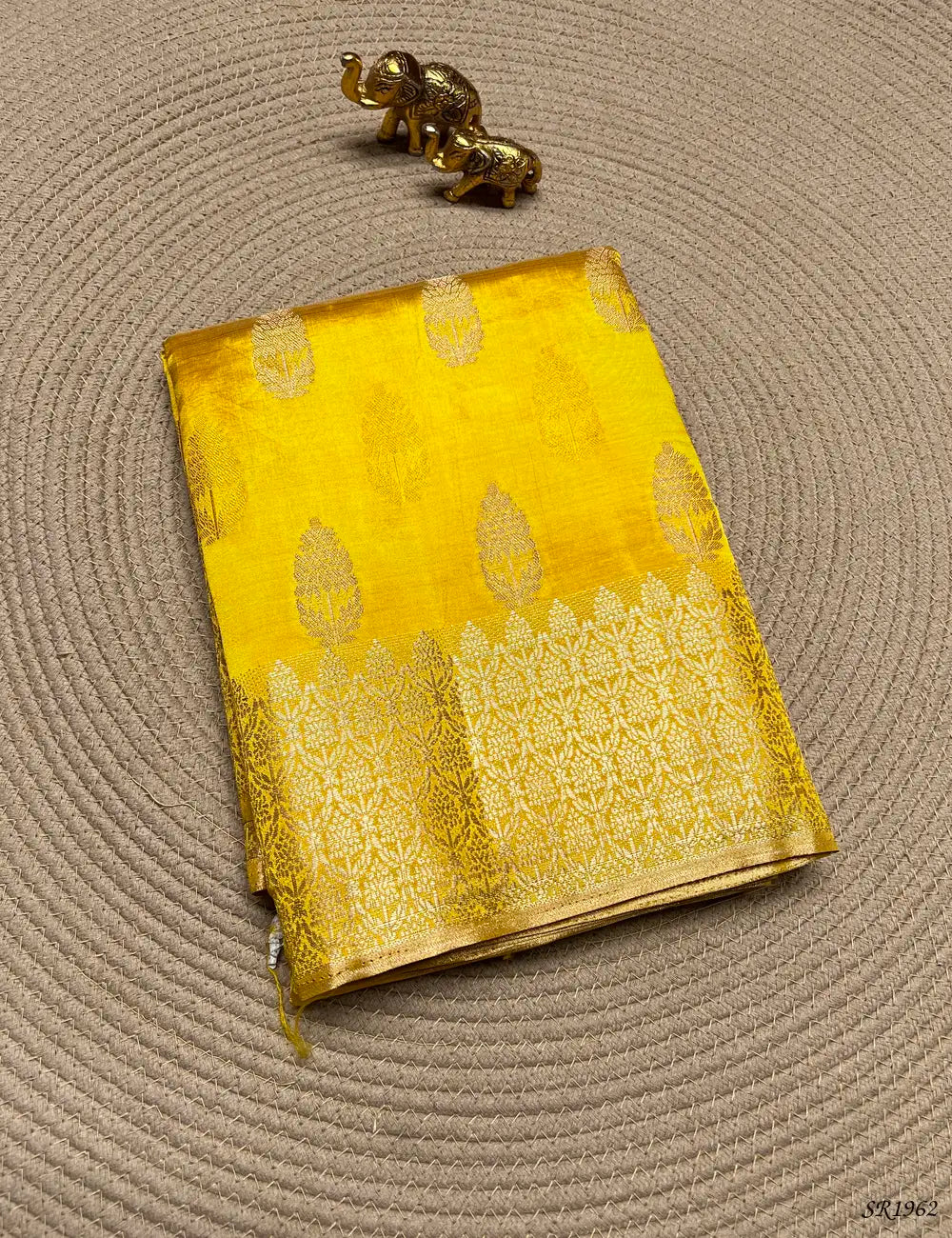 Yellow - Semi Tussar Saree Front View