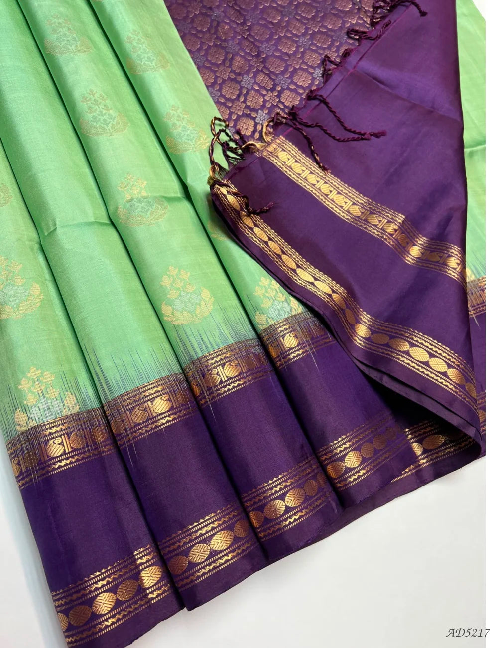 Pista Green& Coffee Brown - Retta Pet   Soft Silk Saree - Rettapet Sarees