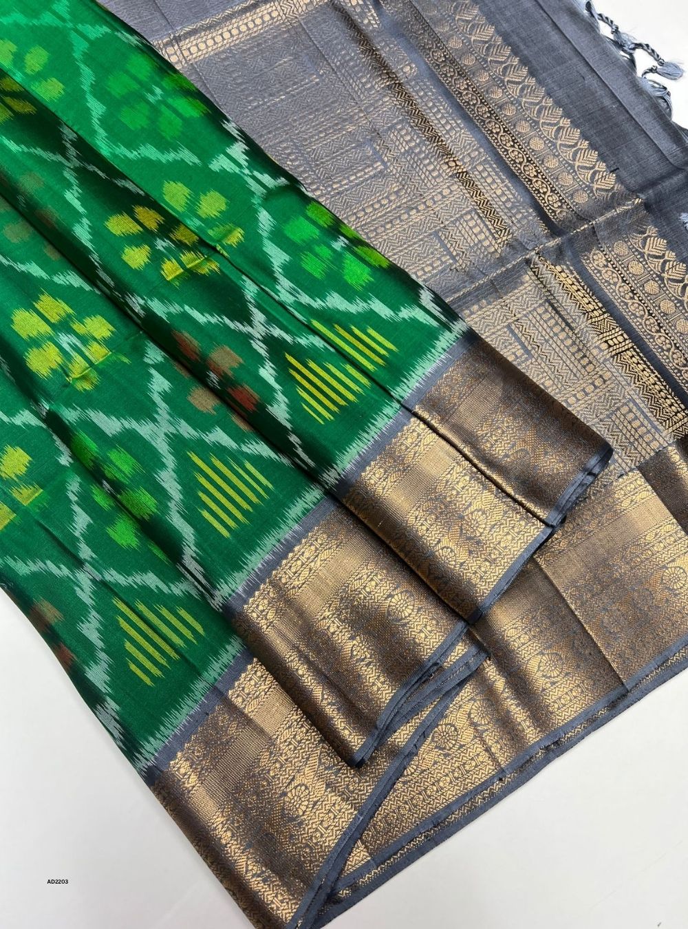 green & Grey - Soft Silk Saree
