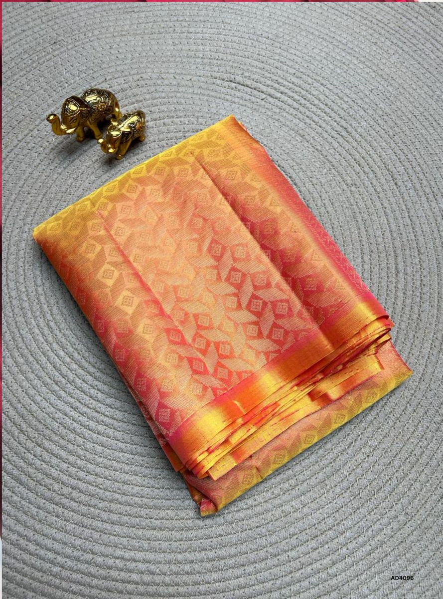 Yellowish Pink - Soft Silk Saree