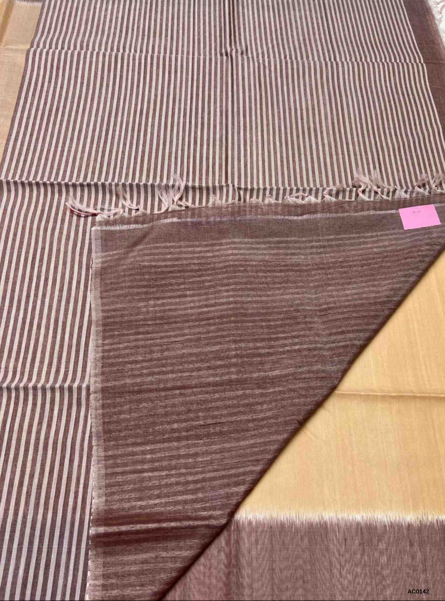 Sandalwood & Lilac - Kora Cotton Saree