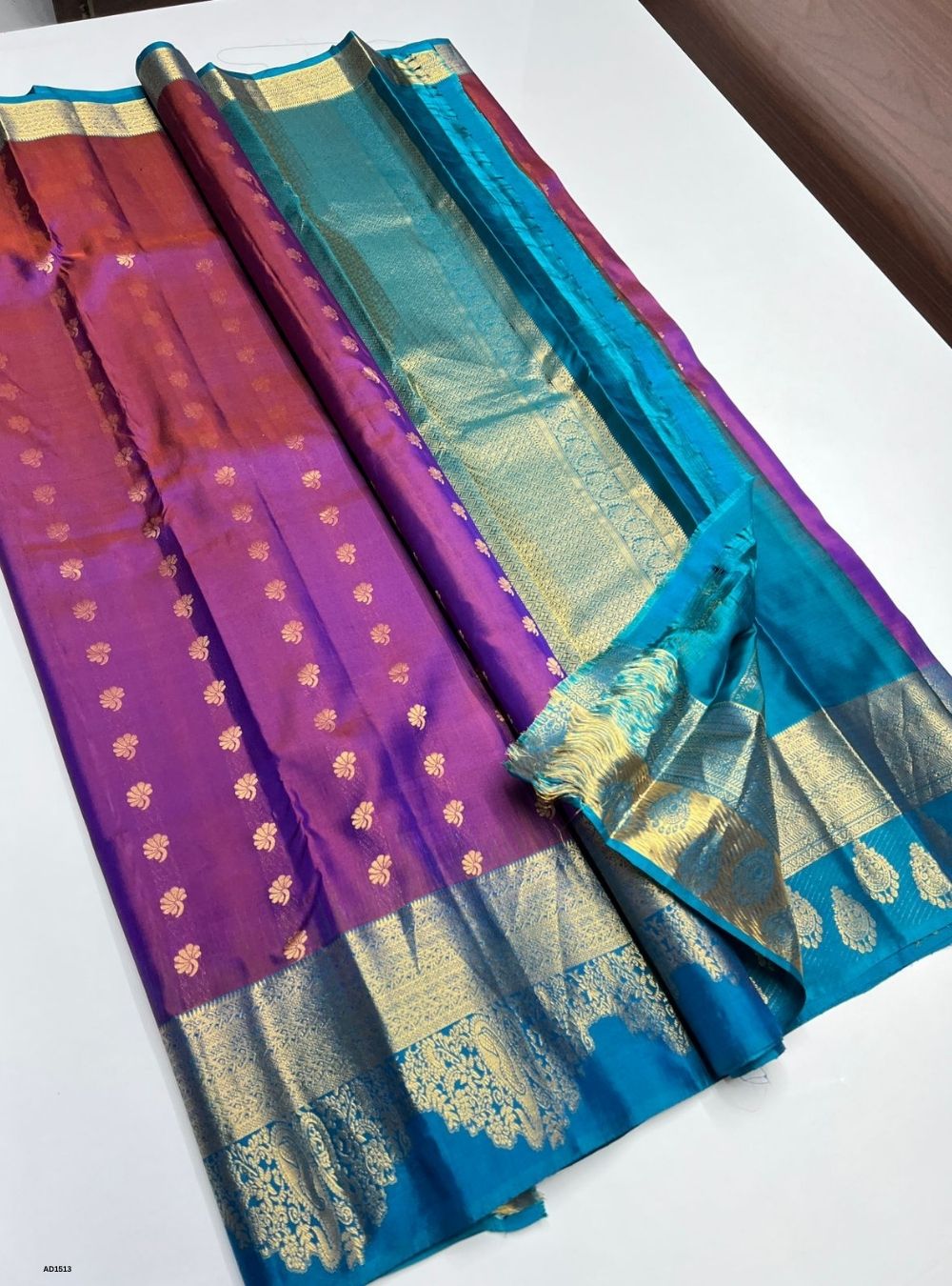 Purple & Rama Green -  Soft Silk Saree