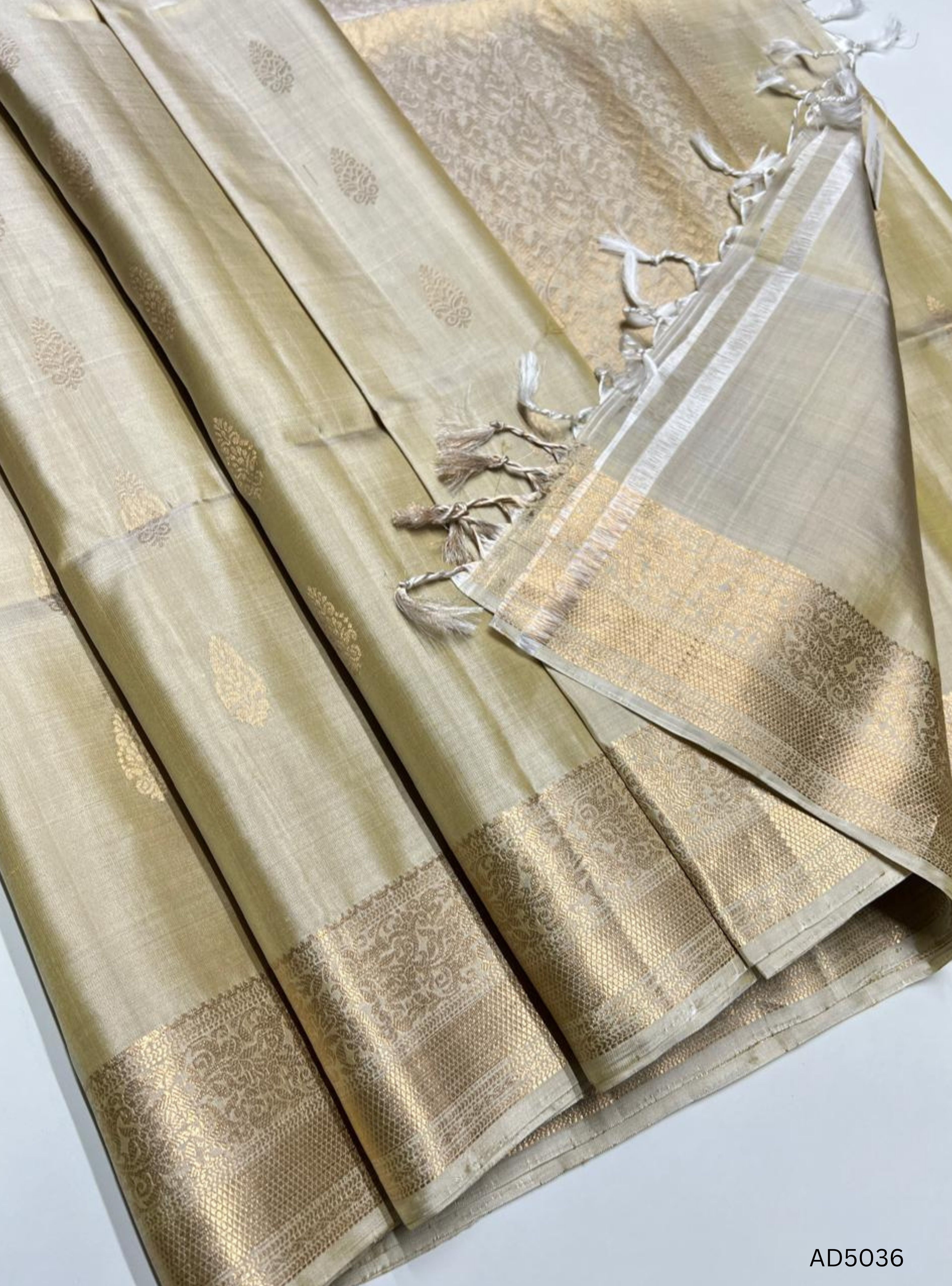 Beige - Kanchi Border Soft Silk Saree