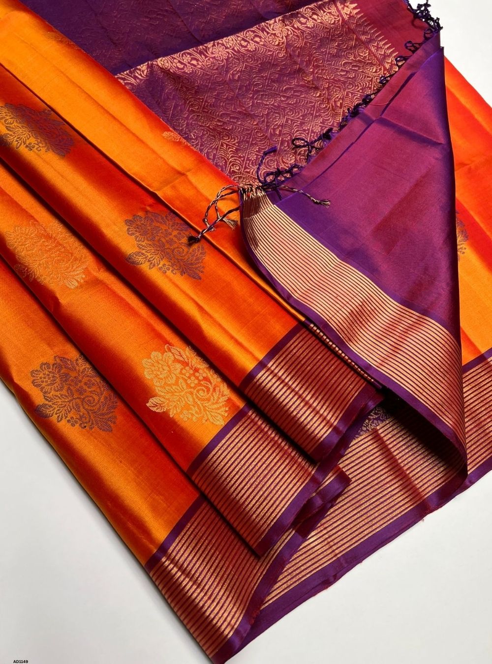 Mango Yellow & Purple - Soft Silk Saree