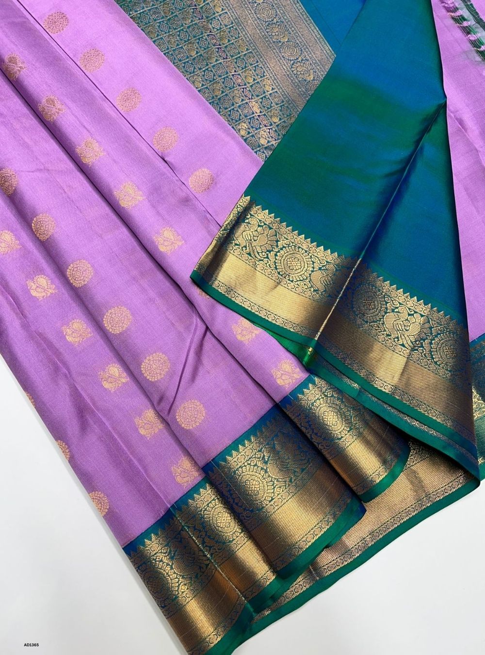 Lavender & Green -  Soft Silk Saree