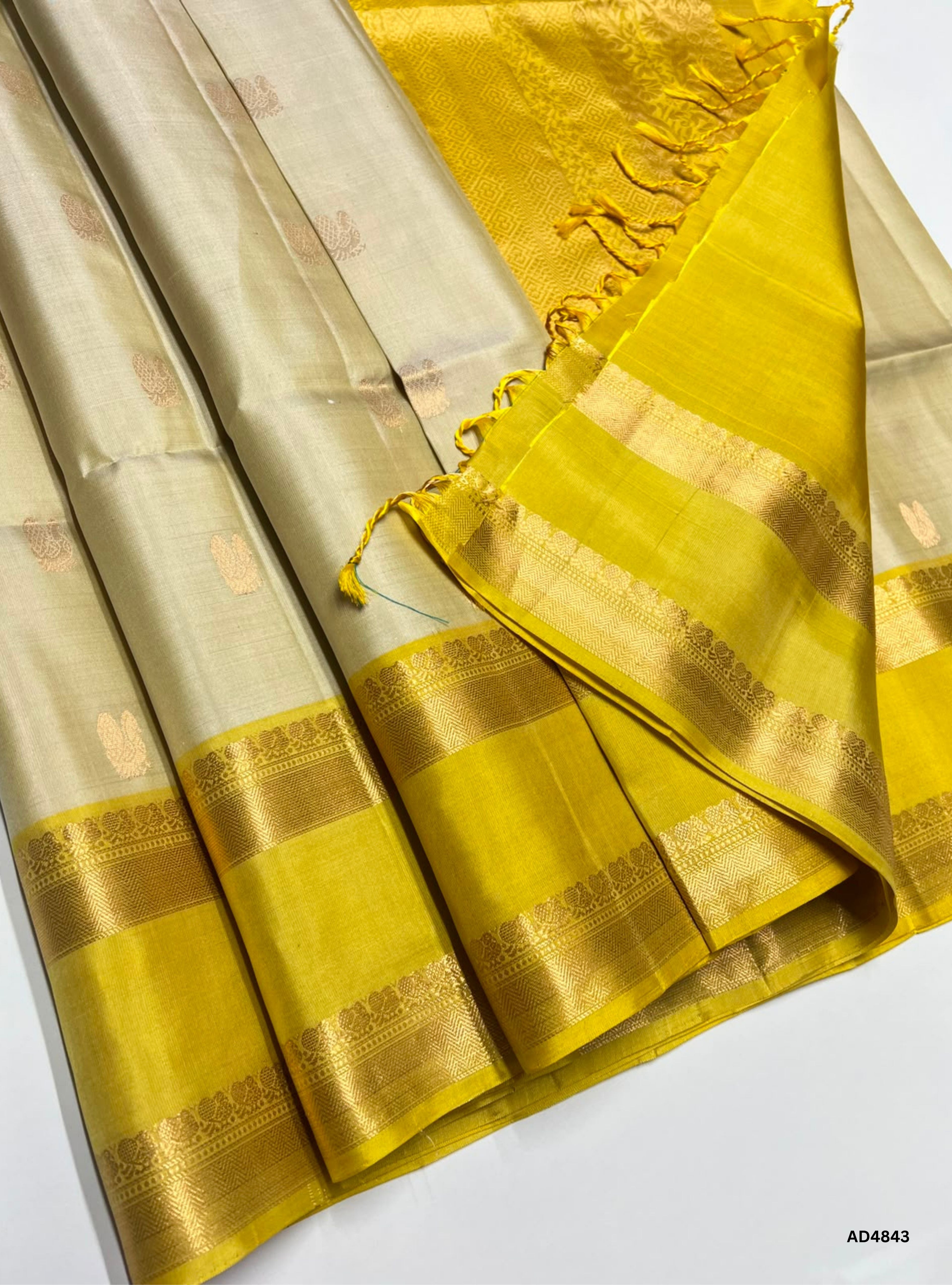 Beige & Yellow - Retta Pet Soft Silk Saree