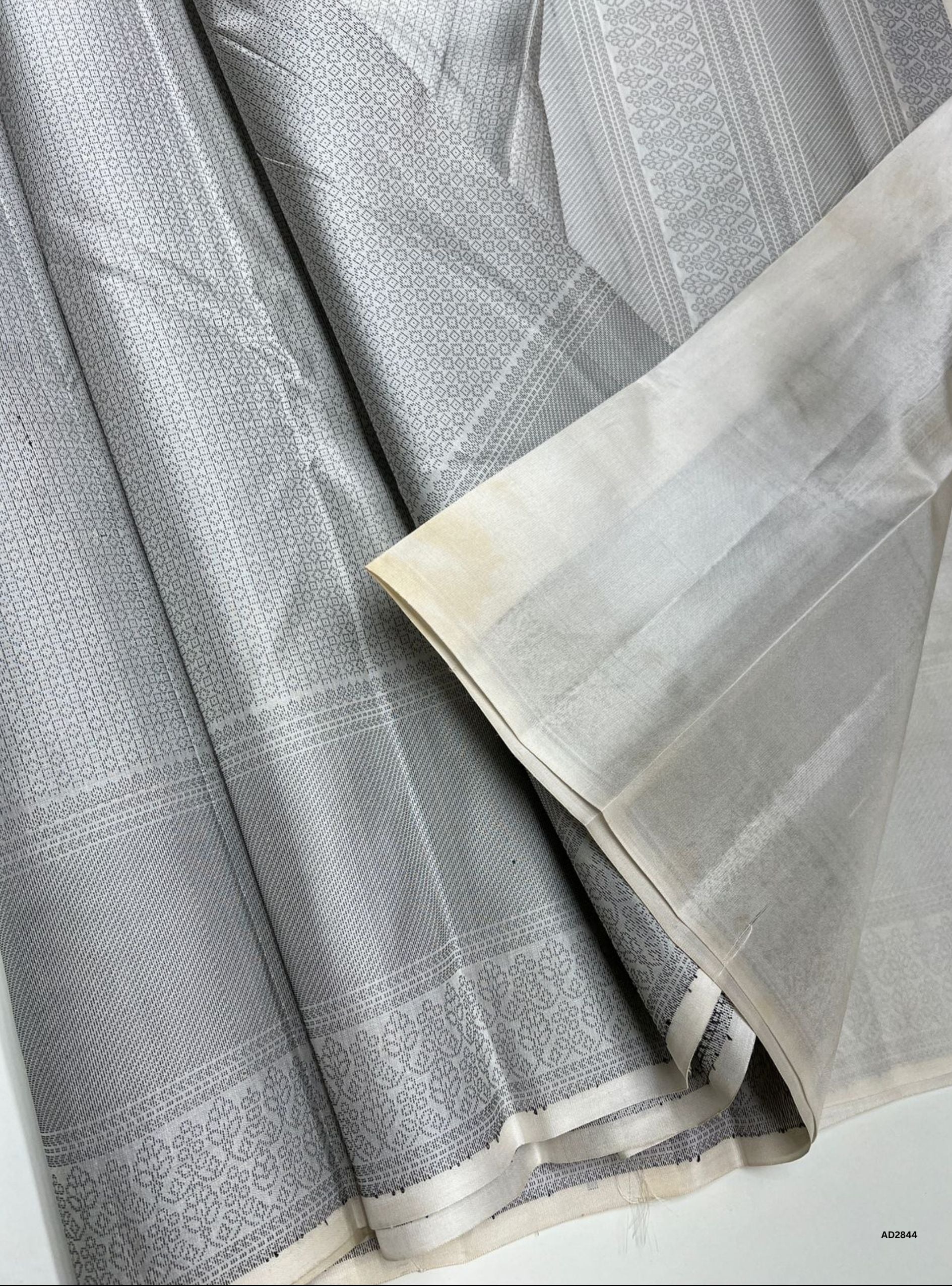 White & Black - Soft Silk Saree