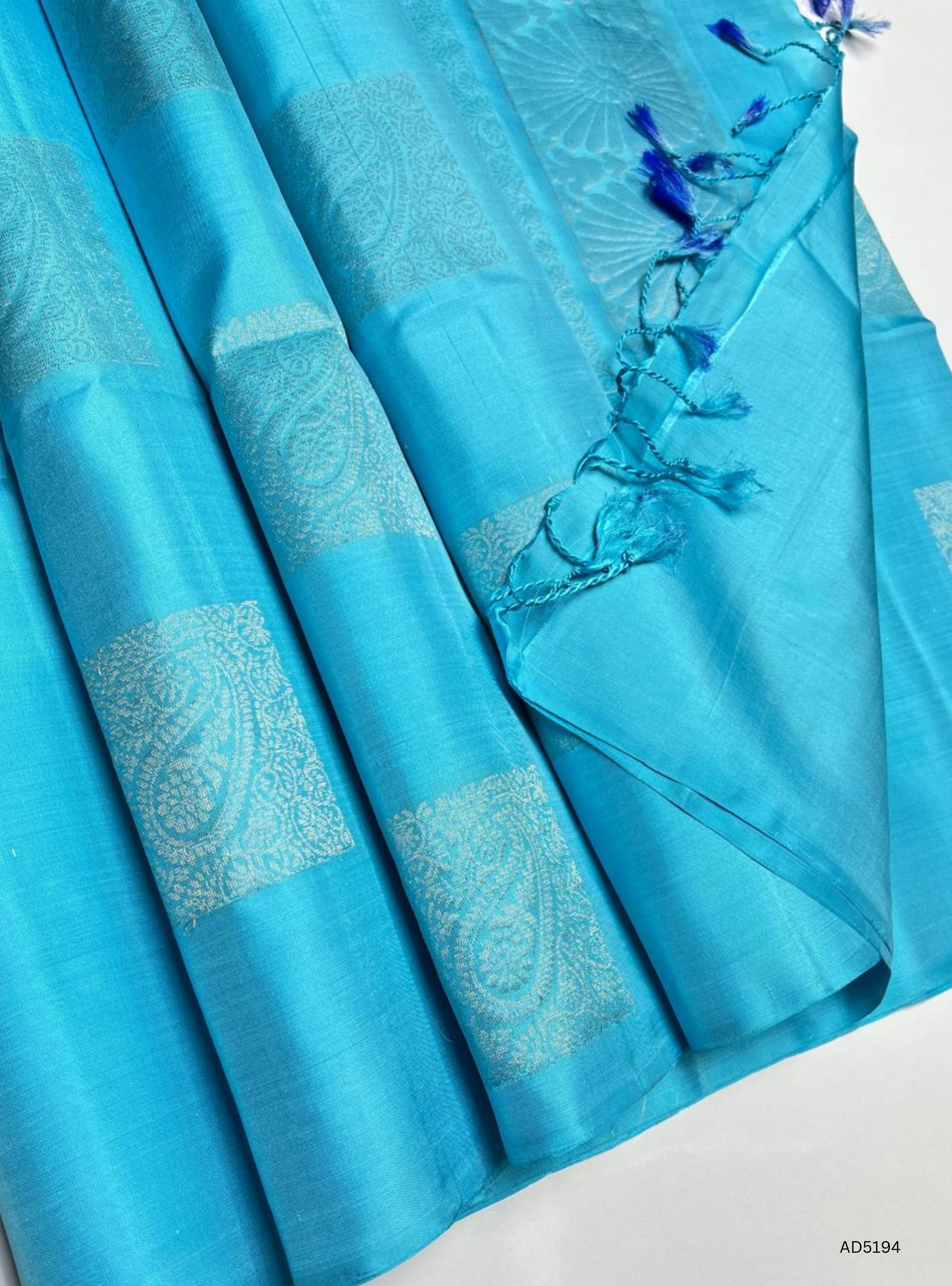 Ice Blue - Soft Silk Saree