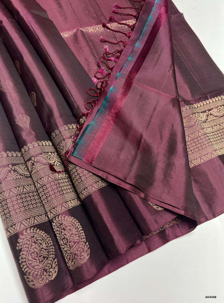 Coffee Brown - Fancy Border Soft Silk Saree