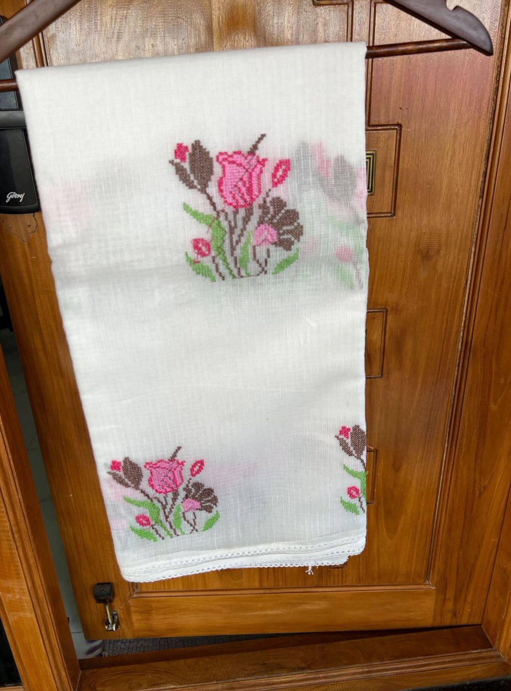 White - Embroidered Pure Kota Cotton Saree