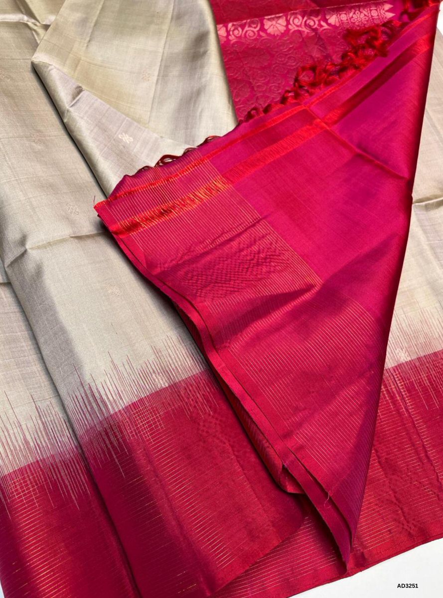 Dusty Grey Ganaga Jammuna - Soft Silk Saree