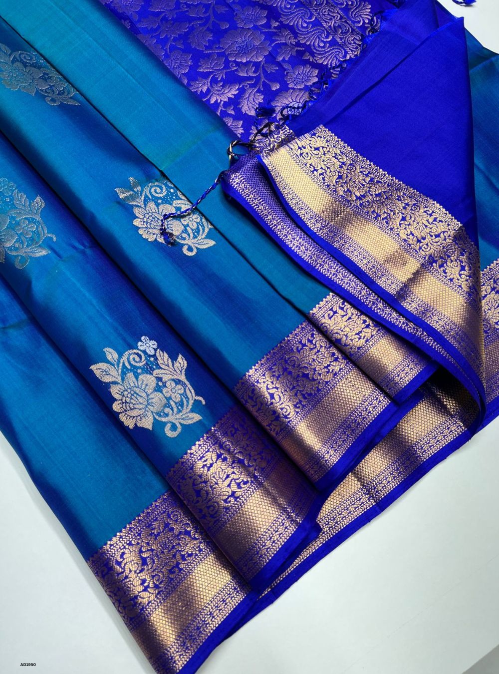 Peacock Blue & Royal Blue  - Soft Silk Saree