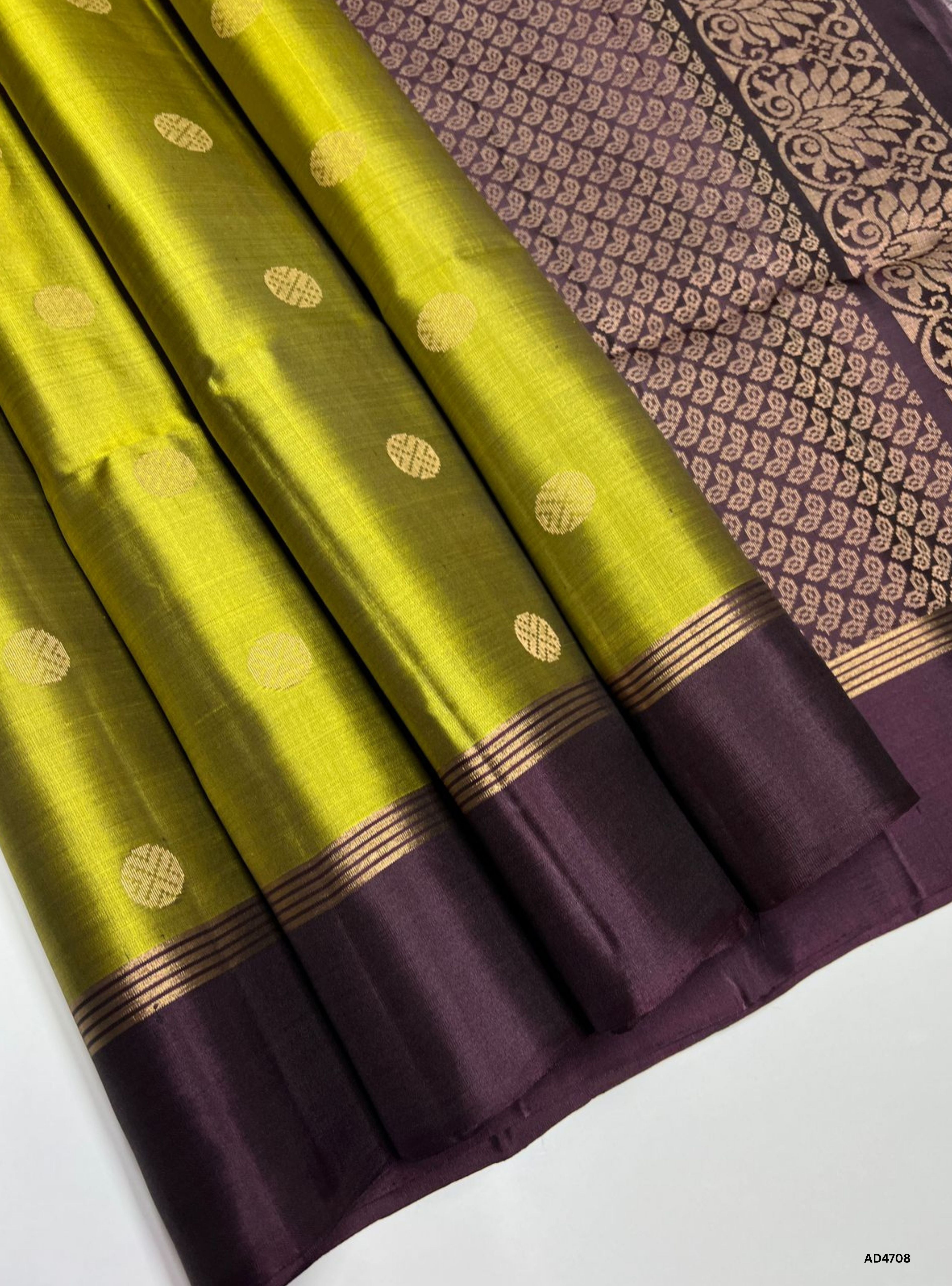 Green & Burgundy - Soft Silk Saree