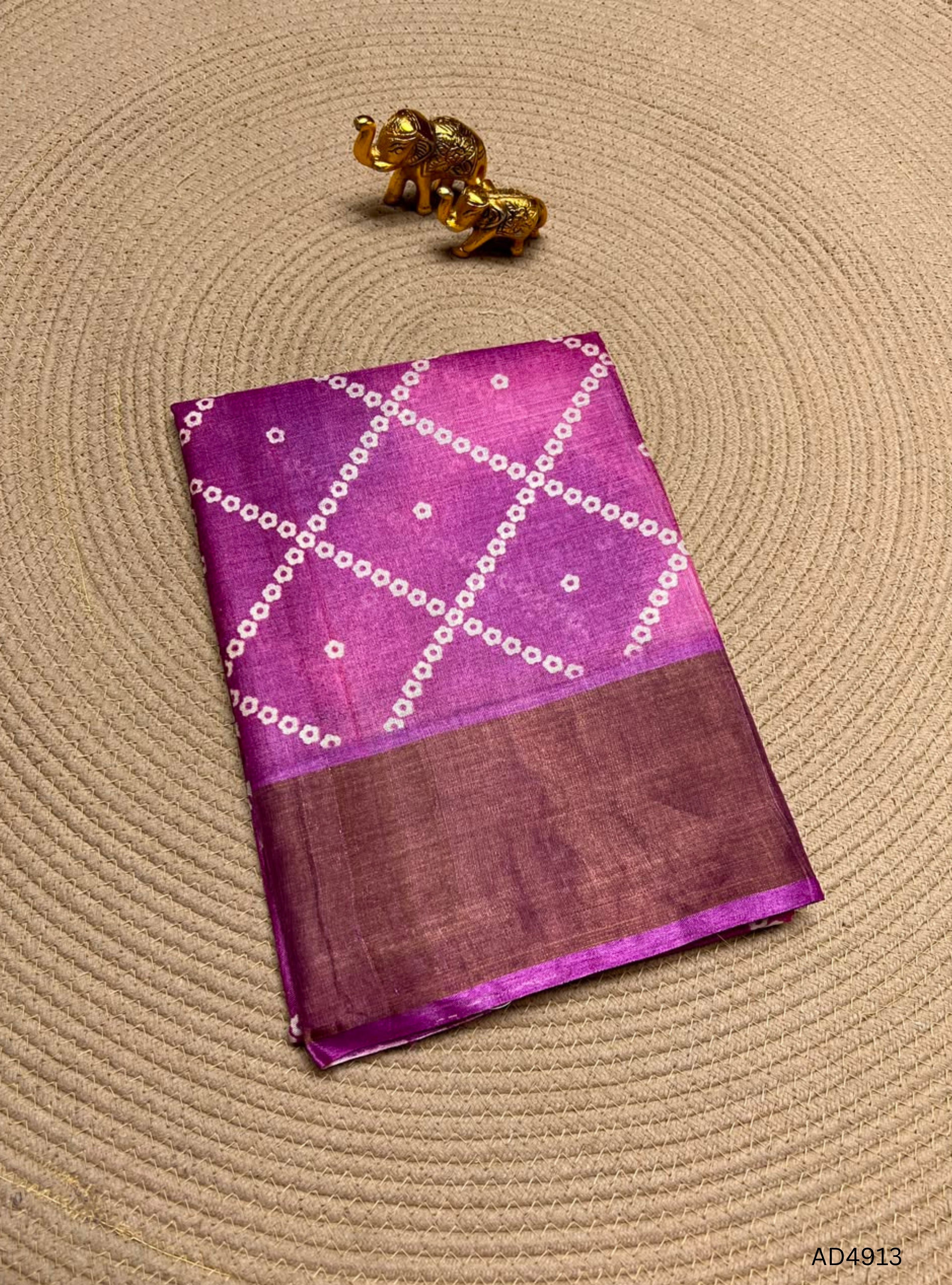 Magenta Pink - Pure Tussar Saree