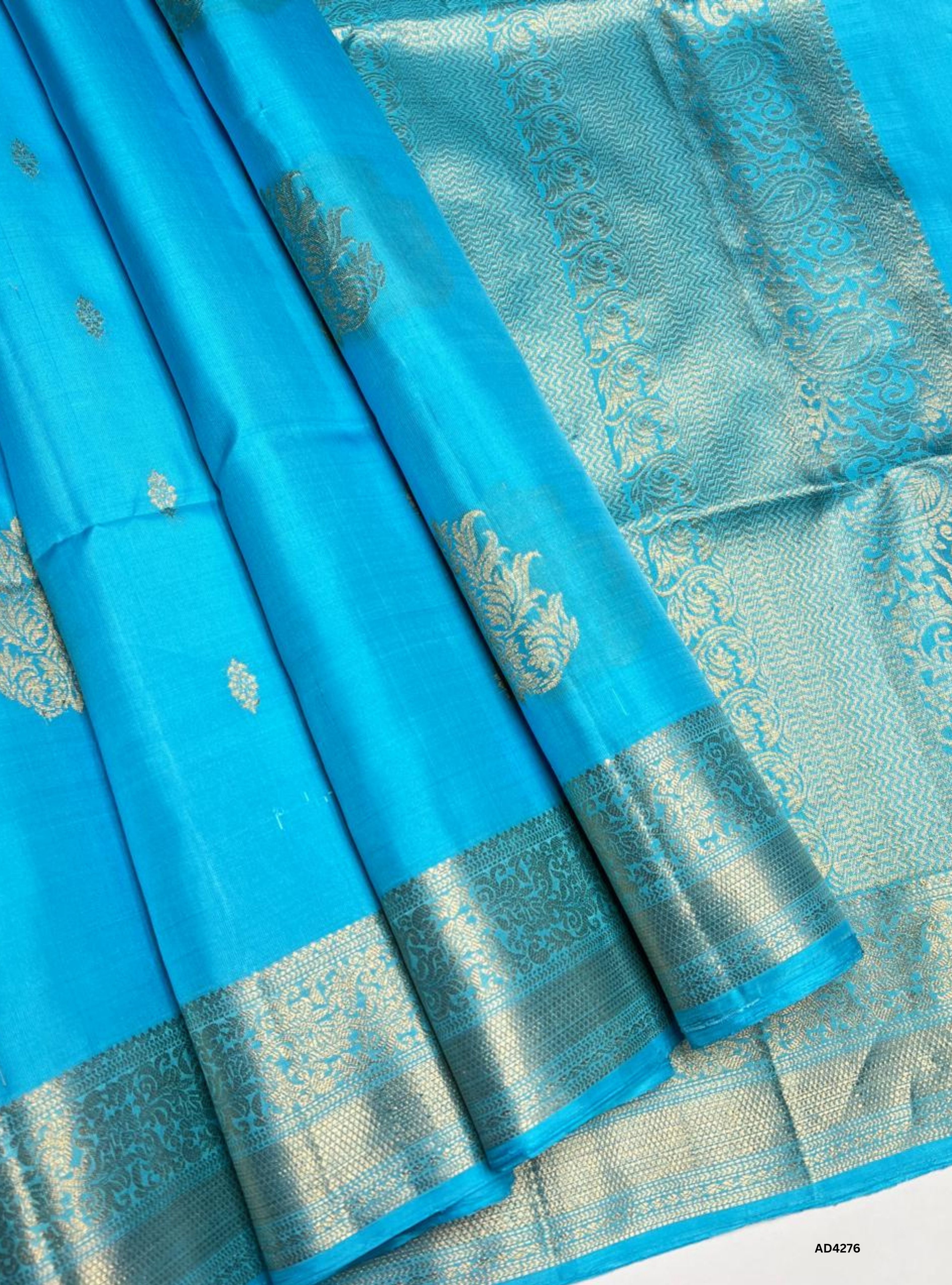 Ice Blue - Kanchi Border Soft Silk Saree