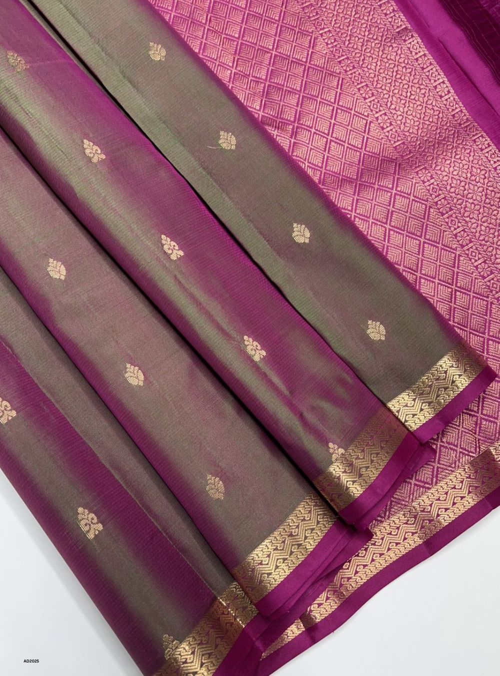 Dual Tone Brown & Magenta  - Soft Silk Saree