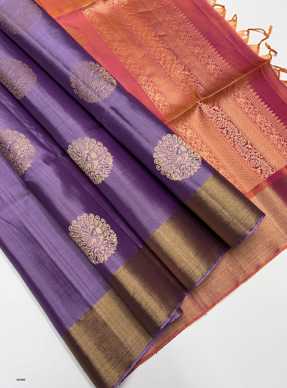 Lilac & Orangish Pink - Soft Silk Saree