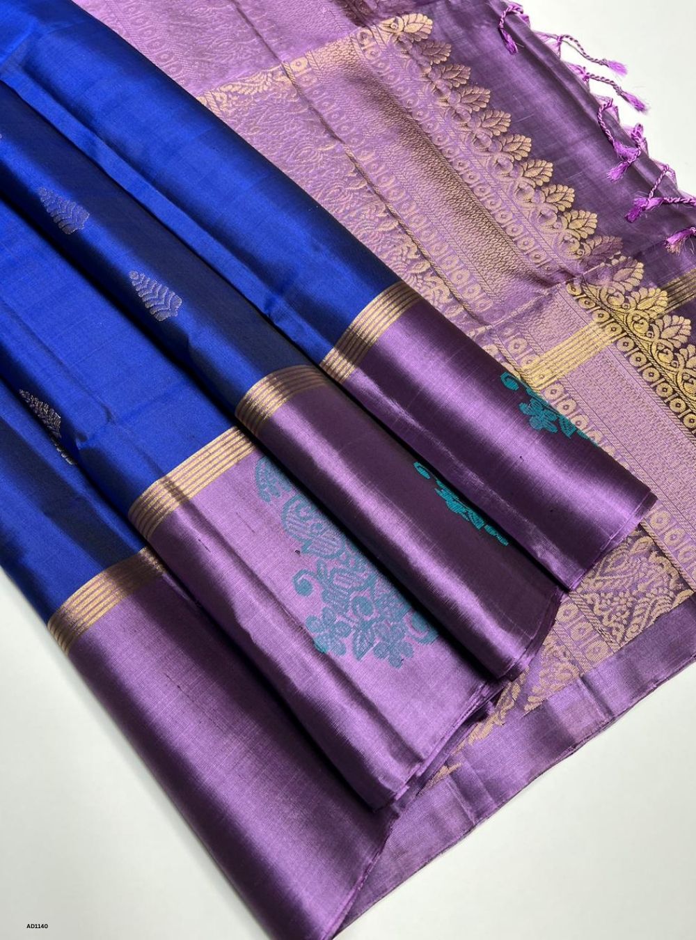 Royal Blue & Lavender - Soft Silk Saree