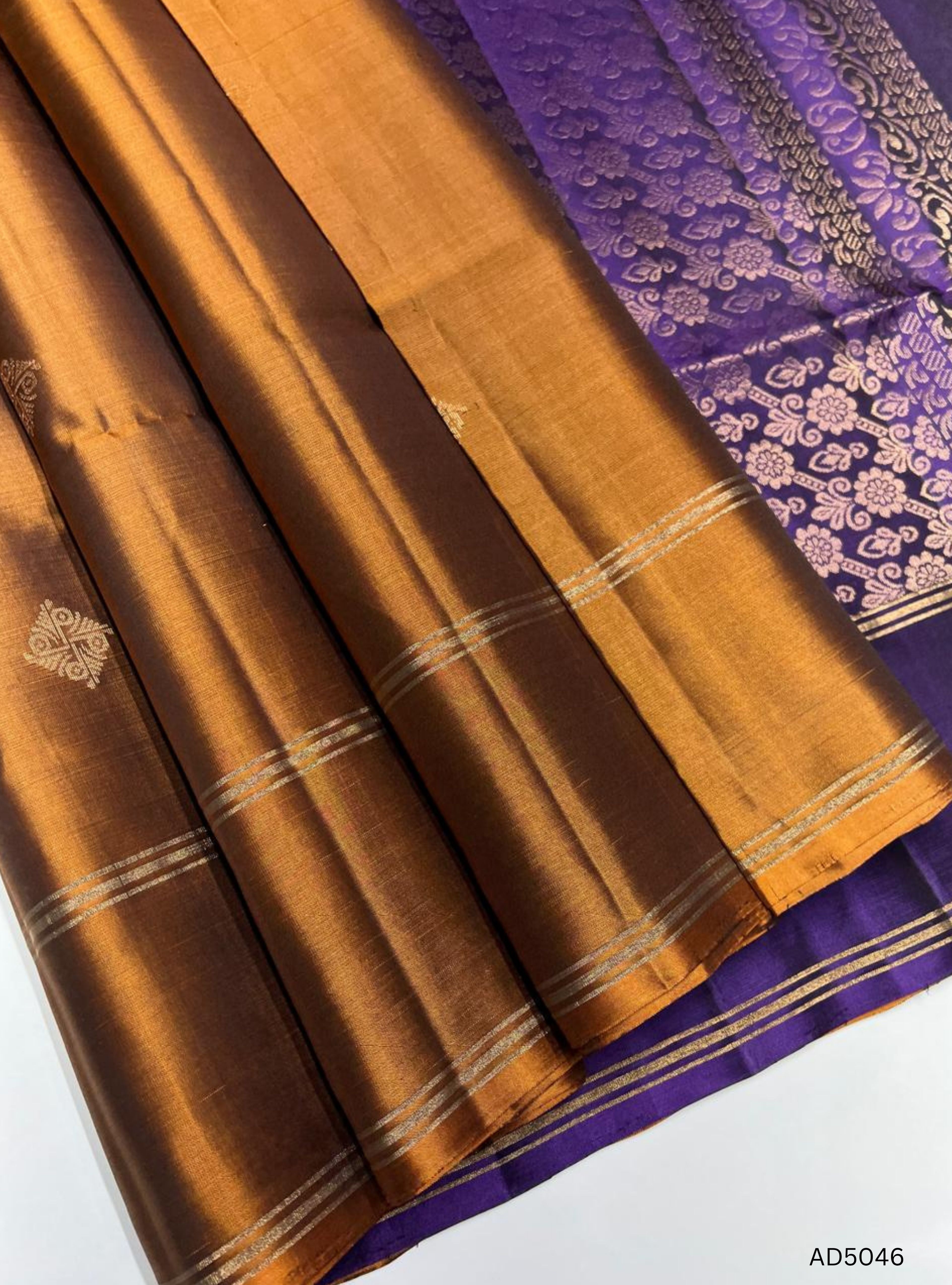 Chocolate & Purple - Soft Silk Saree