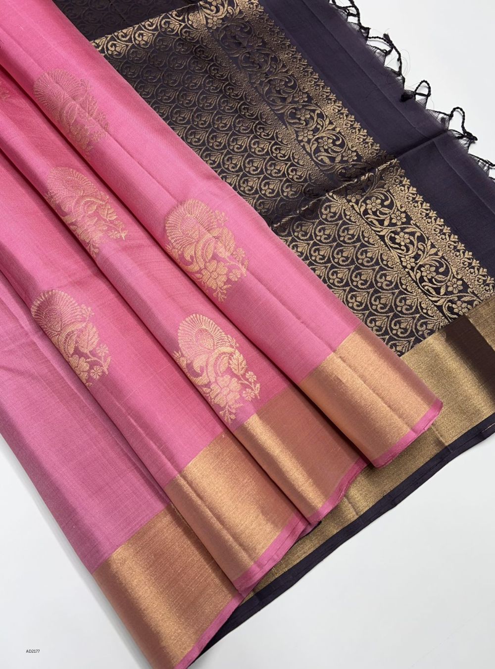 Pink & Burgundy - Soft Silk Saree