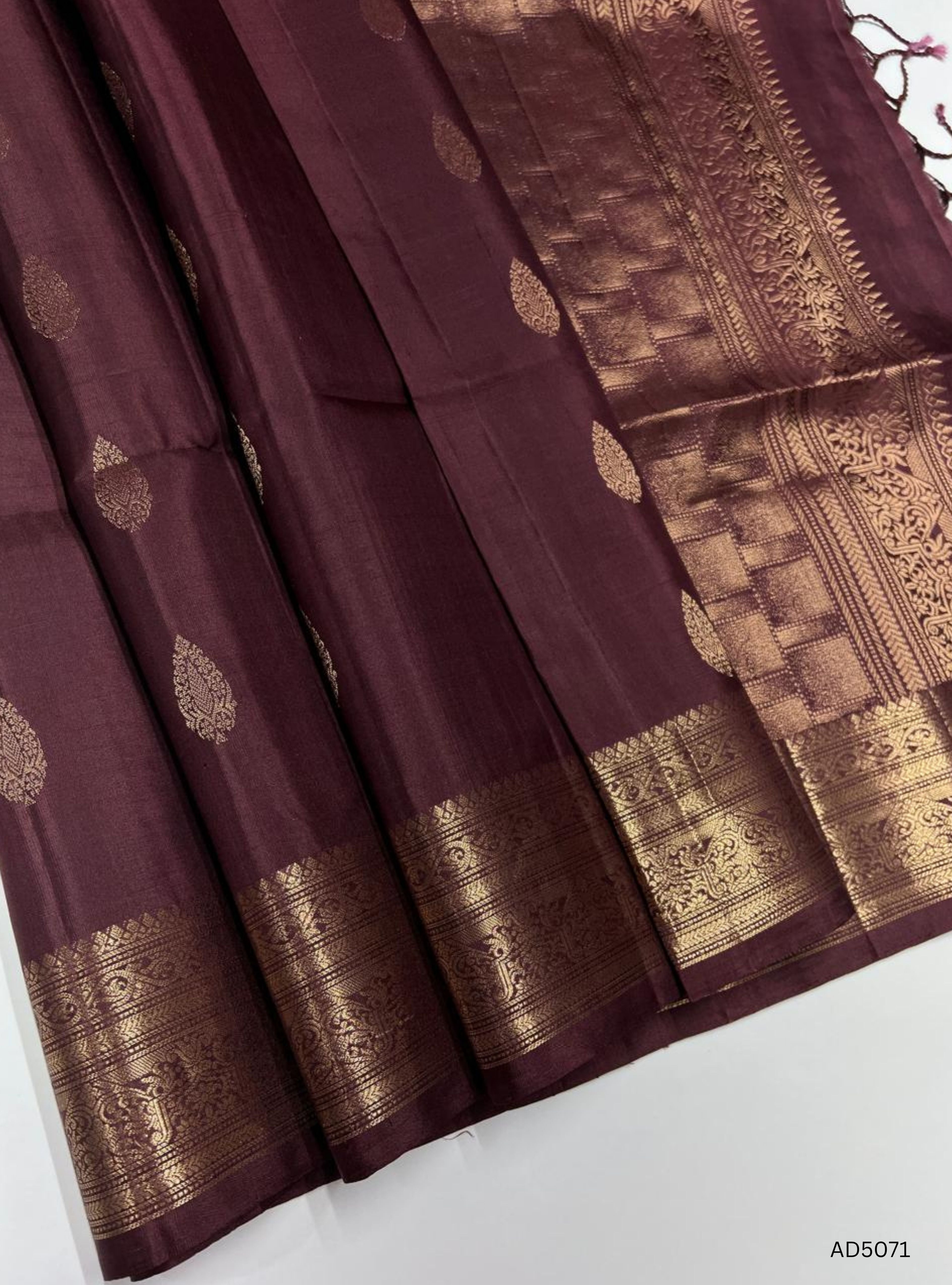 Coffee Brown - Kanchi Border Soft Silk Saree