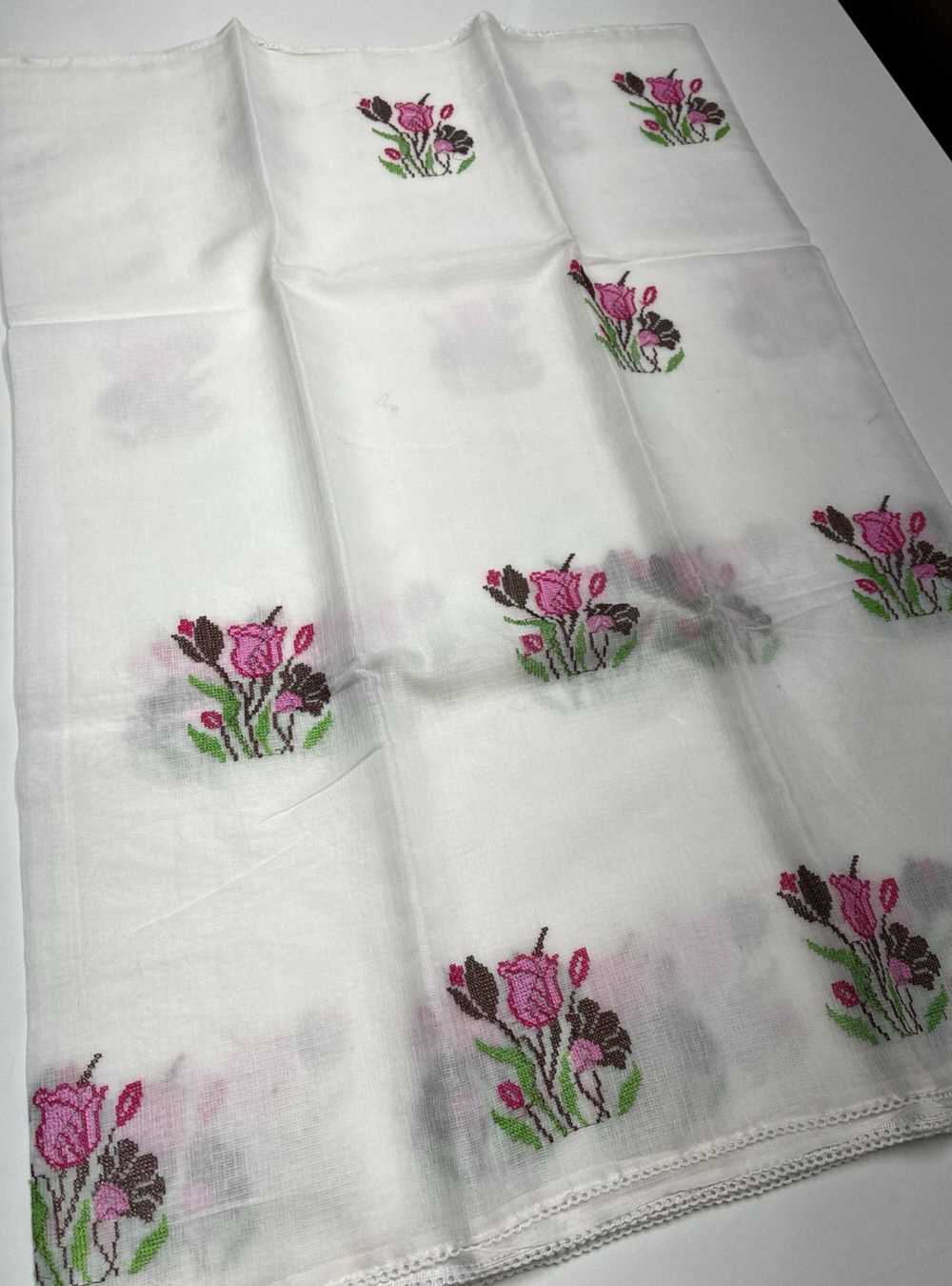 White - Embroidered Pure Kota Cotton Saree