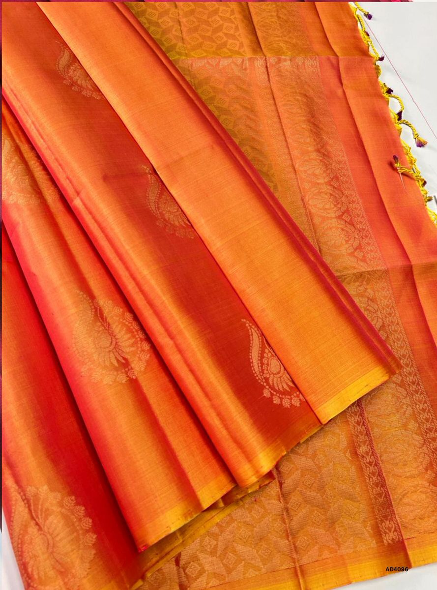 Yellowish Pink - Soft Silk Saree