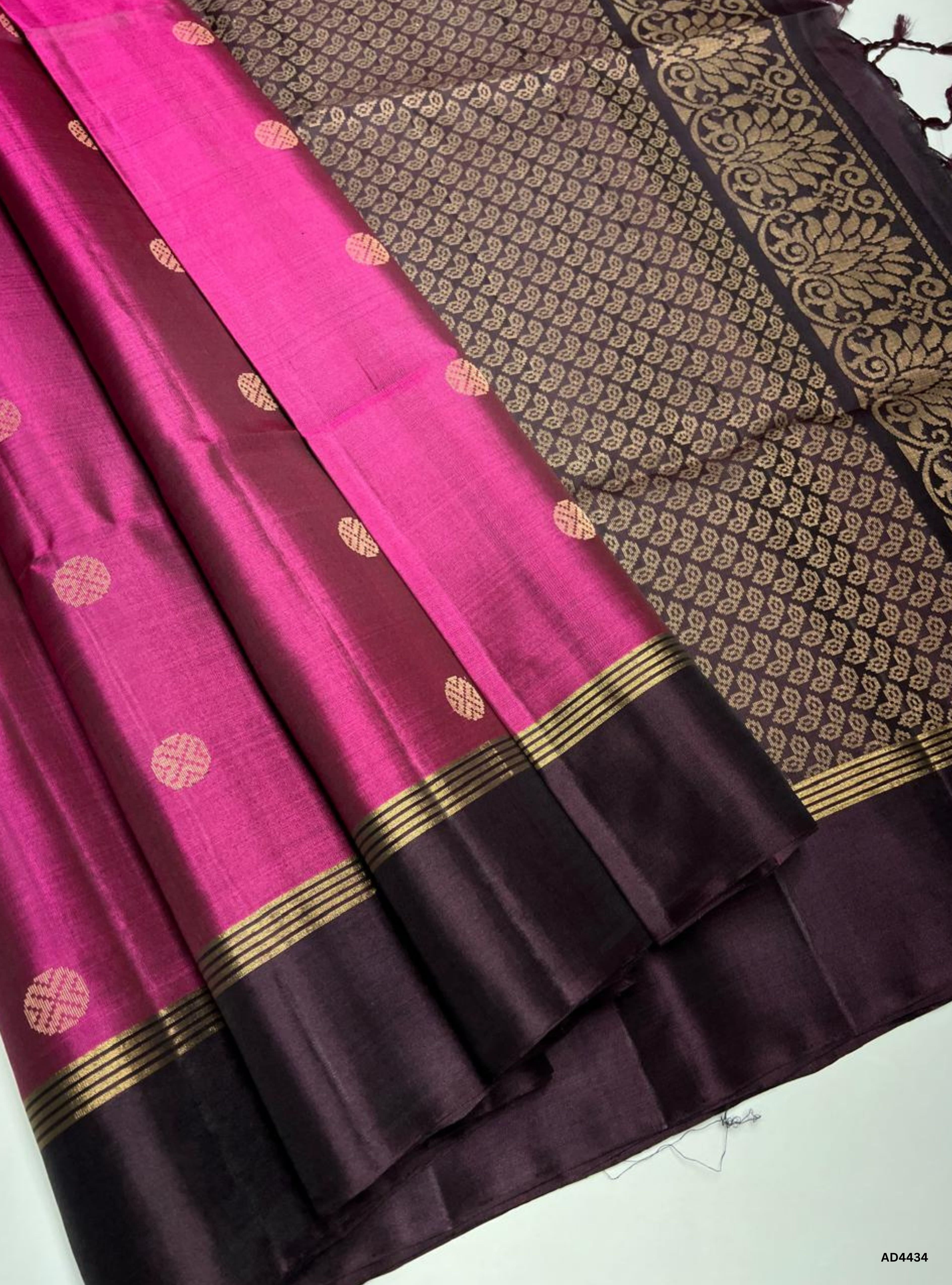 Magenta & Coffee Brown - Soft Silk Saree