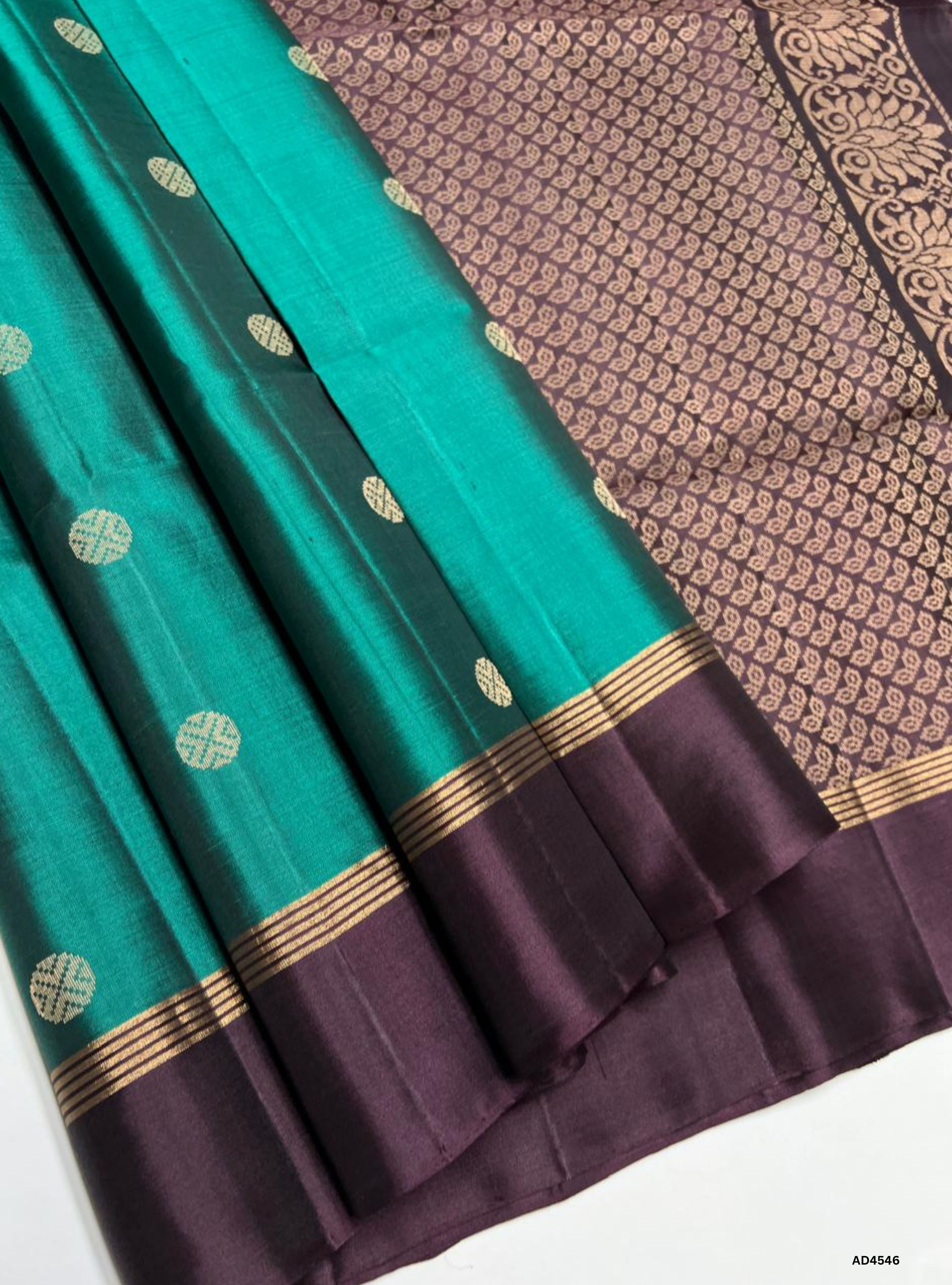 Green & Burgundy - Soft Silk Saree