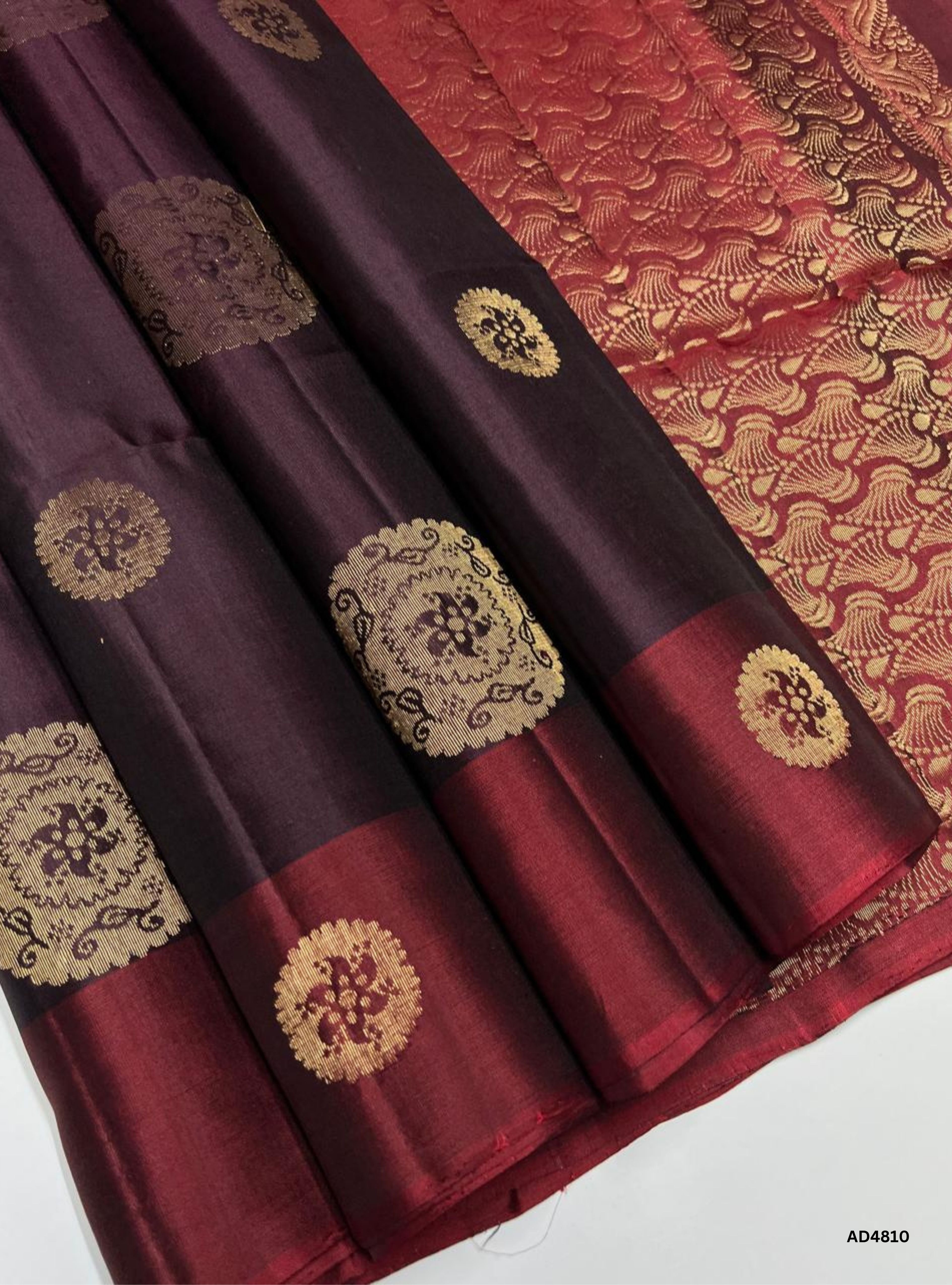 Plum & Maroon - Soft Silk Saree