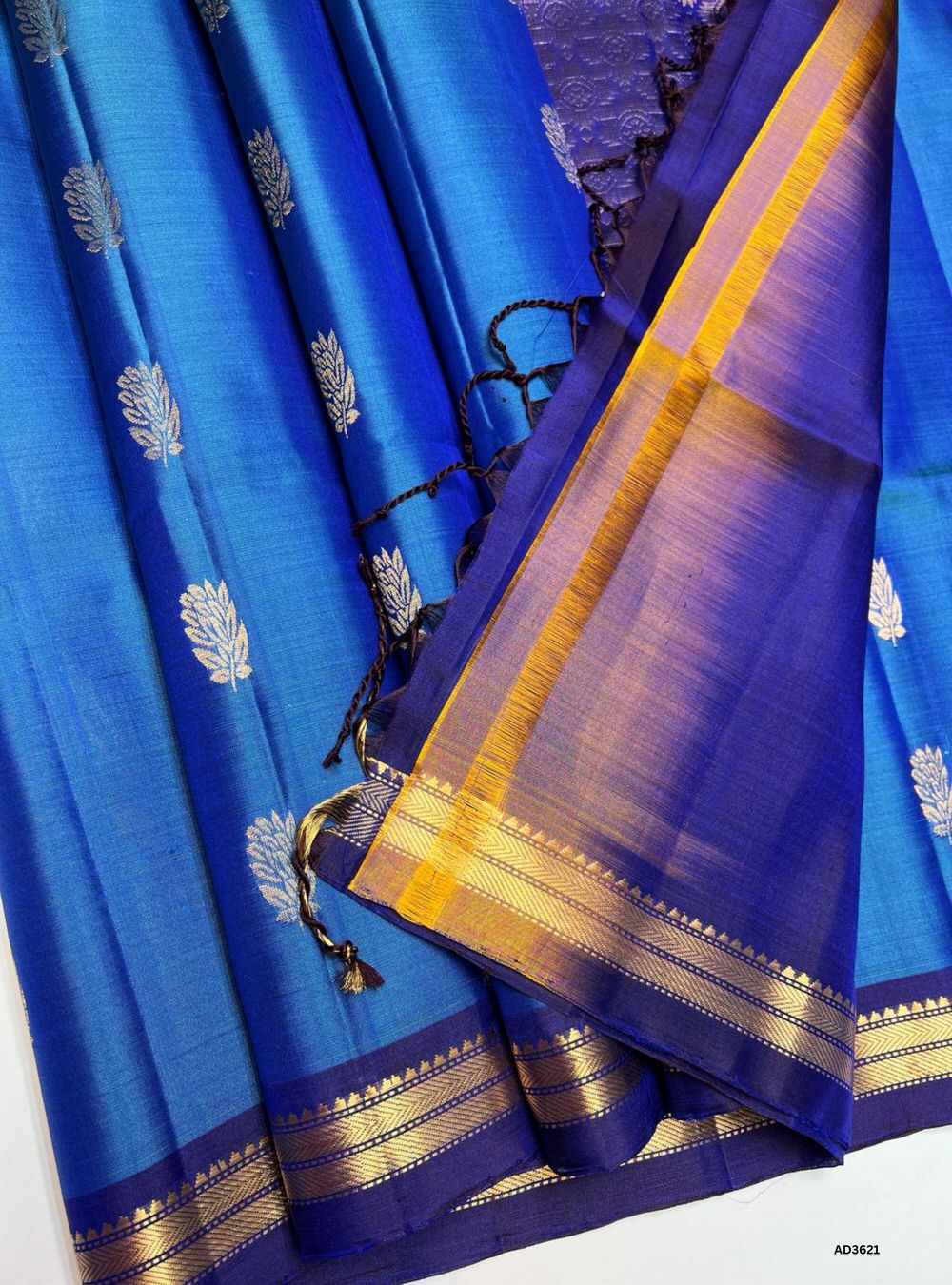 Peacock Blue & Purple - Kanchi Style Border