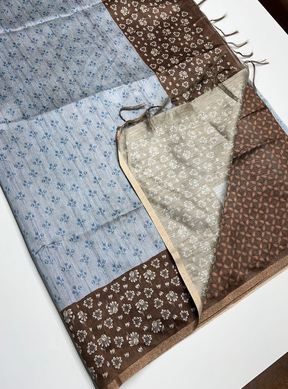 Grey & Brown - Chanderi Saree