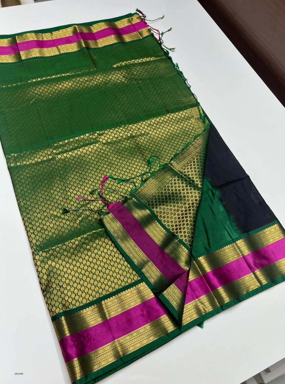 Black & Green - Semi Silk Saree