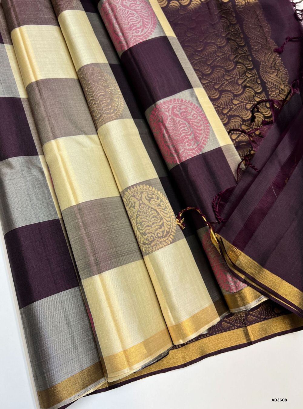 Grey & Sandal - Pazhum Pazhamum Soft Silk Saree