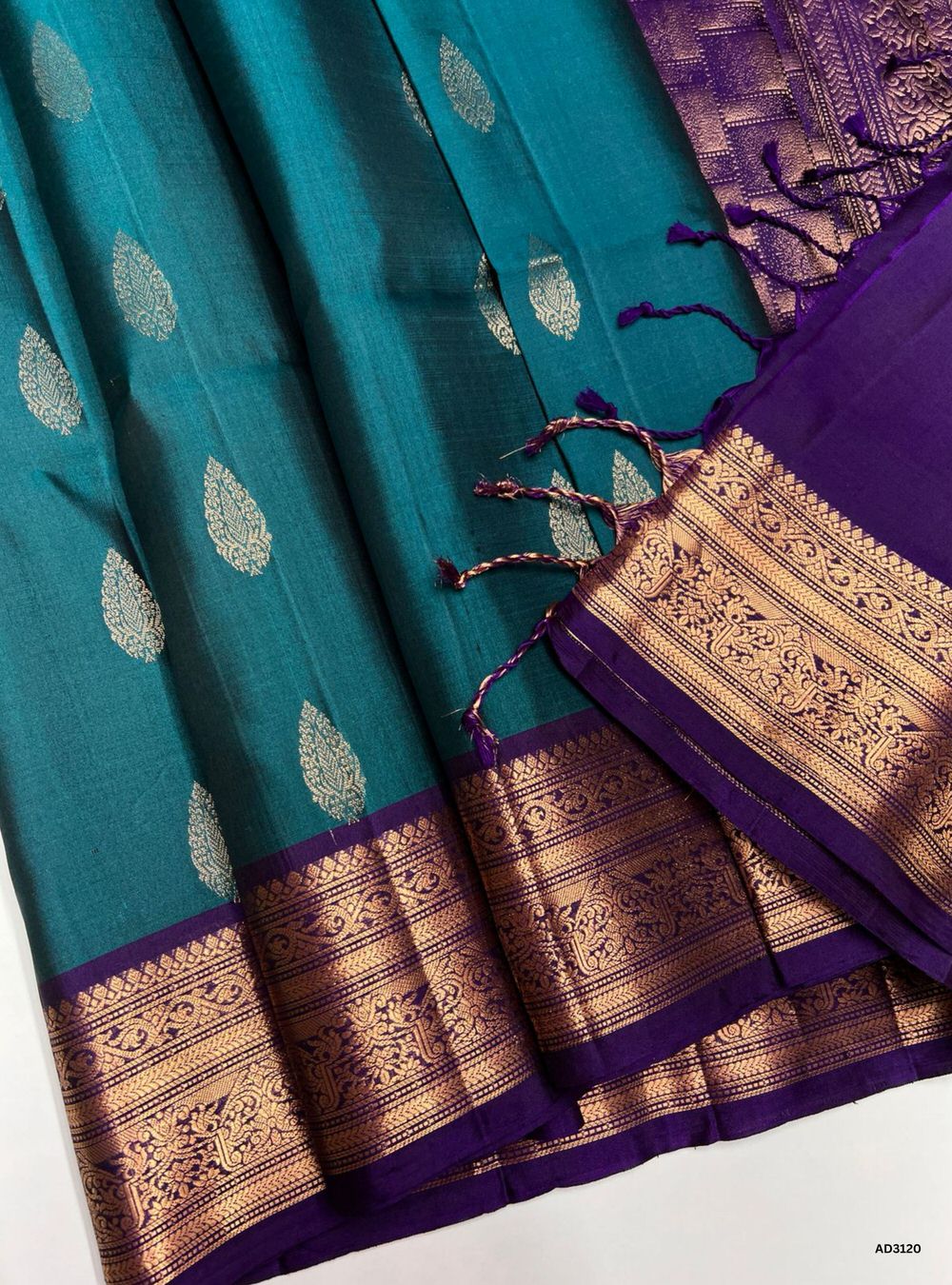 Rama Green & Violet - Soft Silk Saree