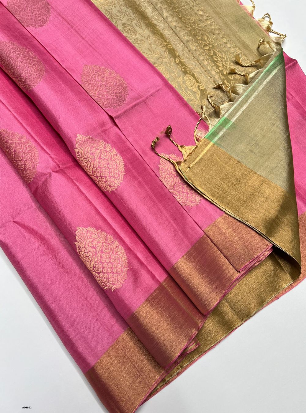 Baby Pink & Sandal - Soft Silk Saree