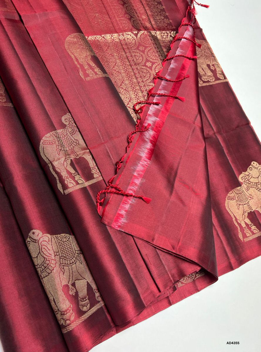 Maroon - Fancy Soft Silk Saree