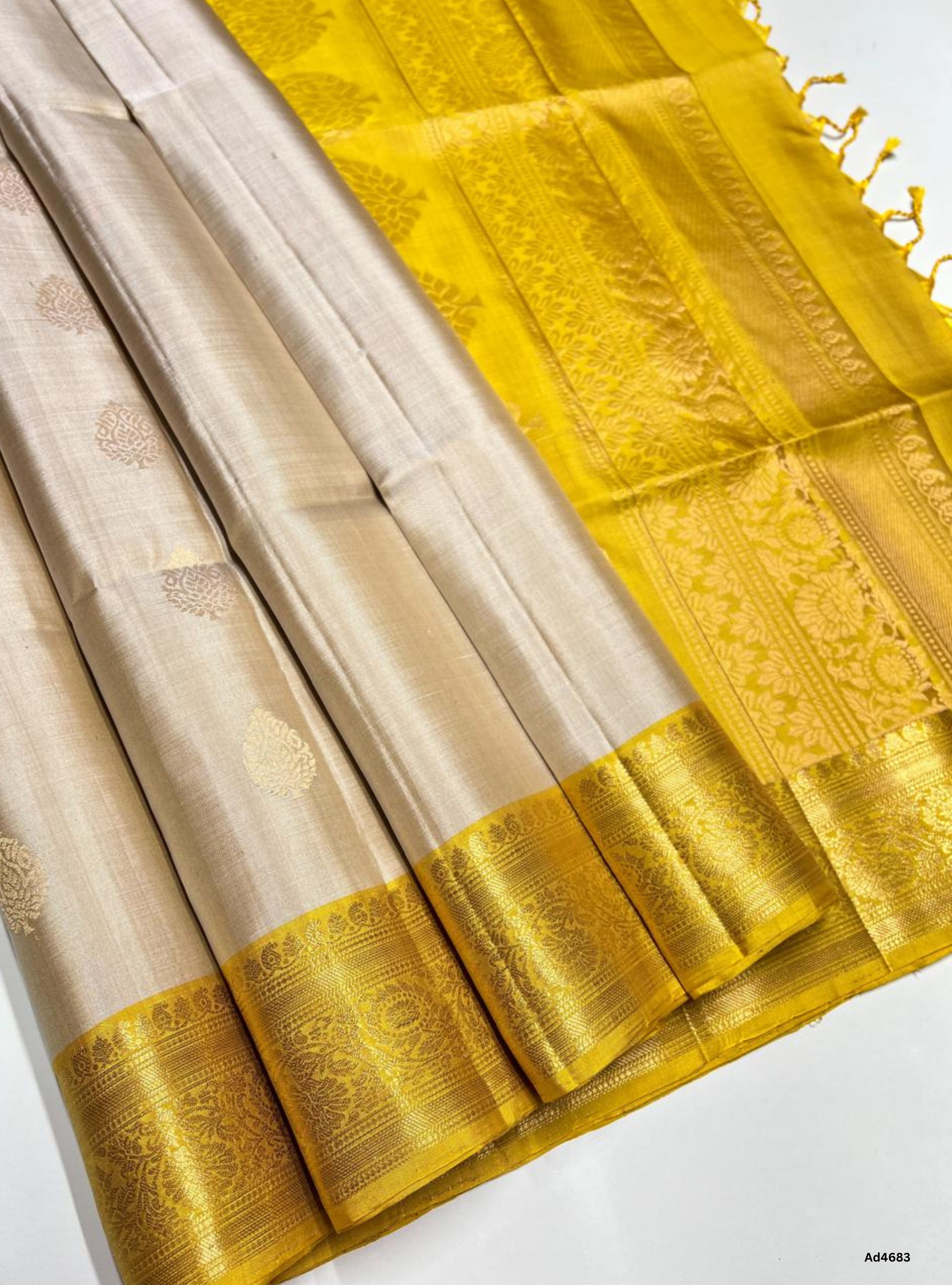 Ivory & Yellow - Kanchi Border Soft Silk Saree