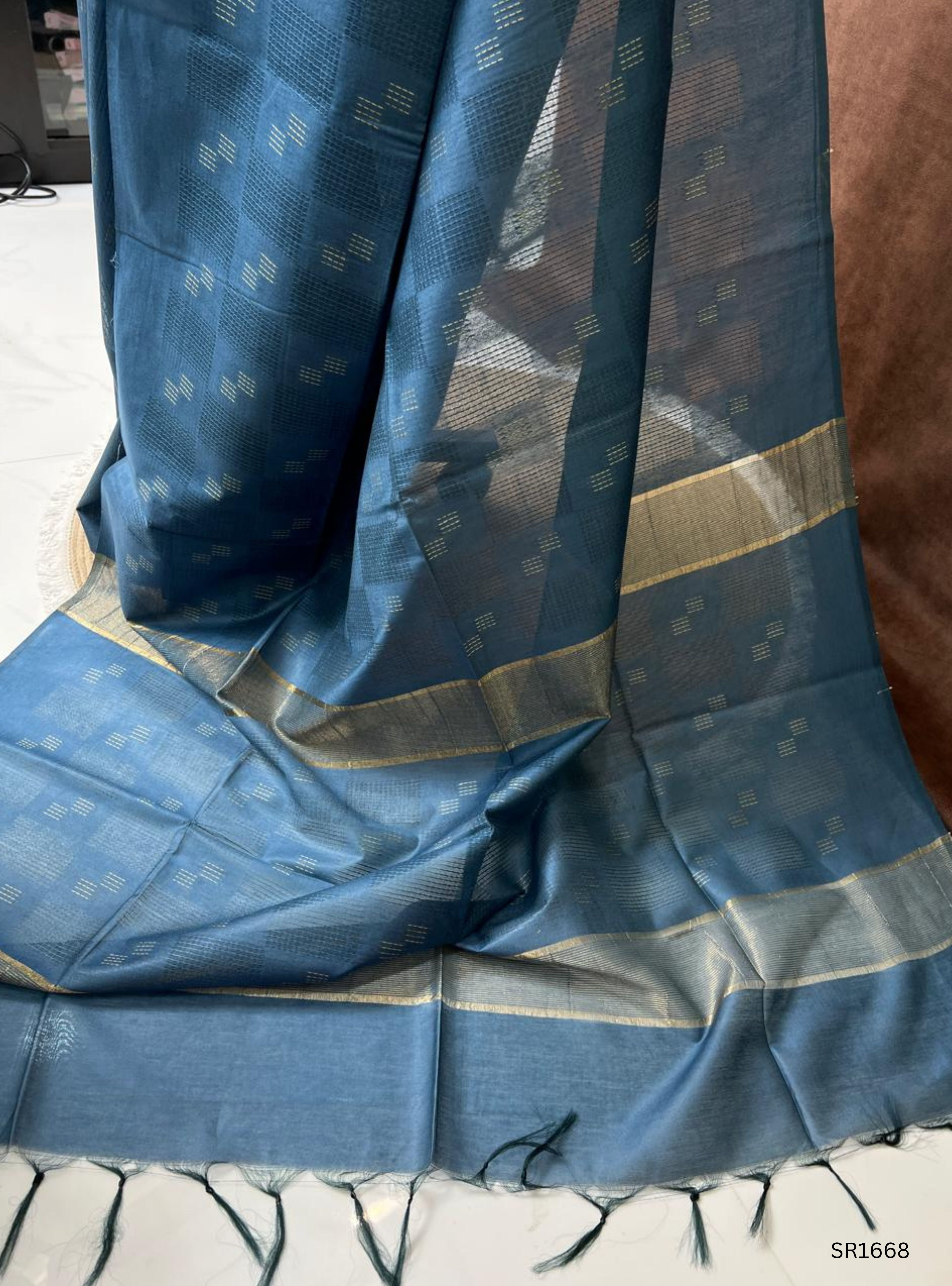 Teal - Moonga Silk  Saree