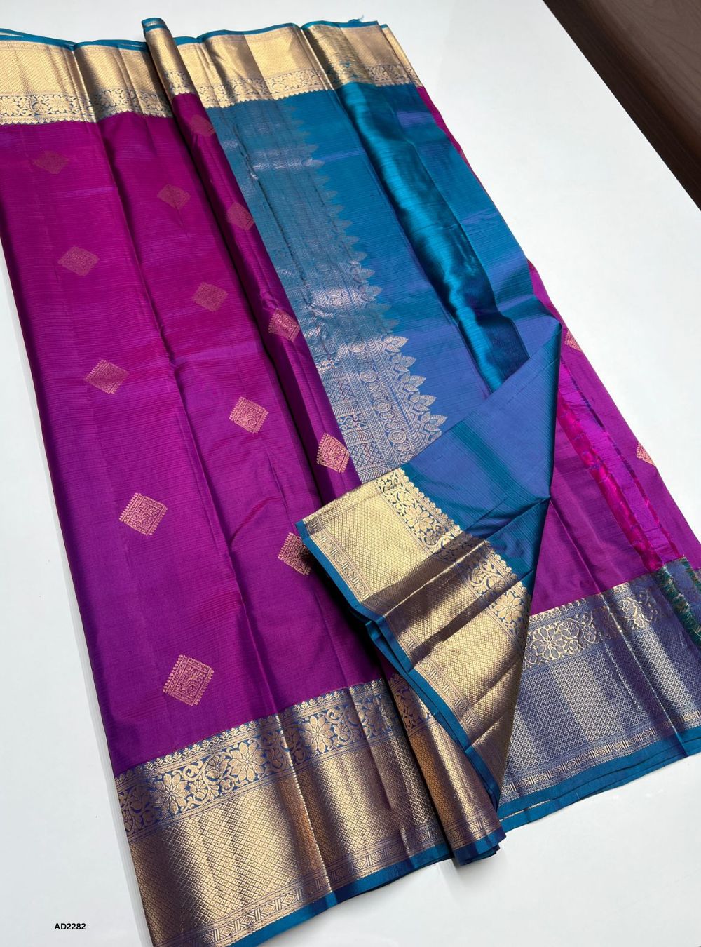 Purple & Sulphate Blue - Soft Silk Saree
